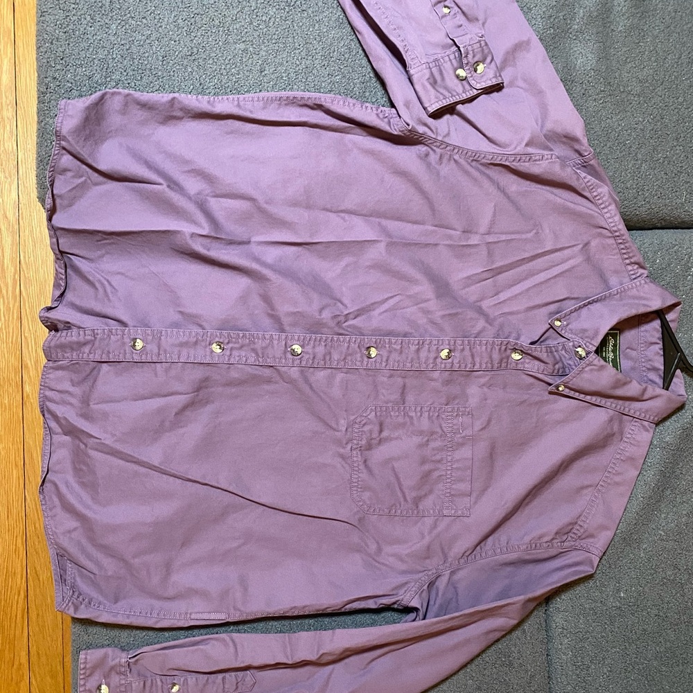 Eddie Bauer - Purple Long Sleeve Button Up Shirt Mens Large - 100% Cotton